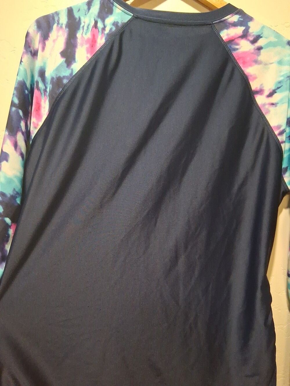 Free Country Womens XL Blue Pink Tie Dye Sun Block Rash Guard Zip UPF 50 Swim - Picture 15 of 15